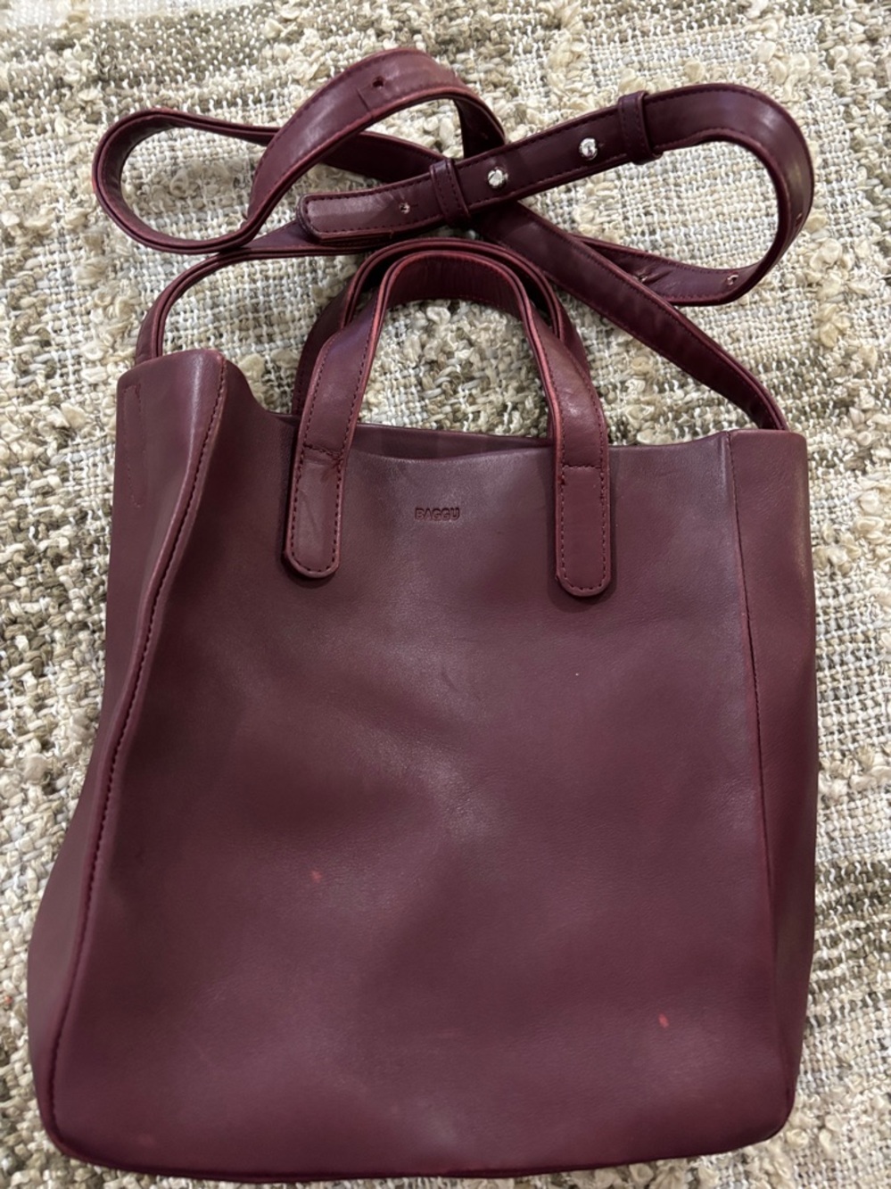 BAGGU Box Mulberry 
 Leather Top-Handle Tote Crossbody Bag - Picture 15 of 16